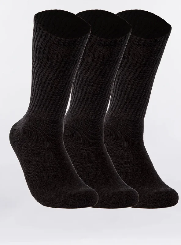 CITY LAB MEN'S ATHLETIC BLACK CREW SOCKS