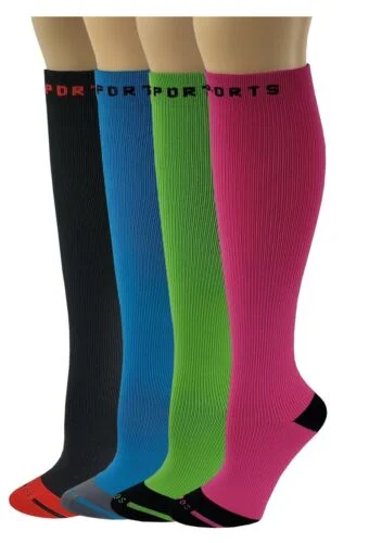 Compression Knee High Socks | Nylon Sports Athletes | Unisex (4 Pairs)