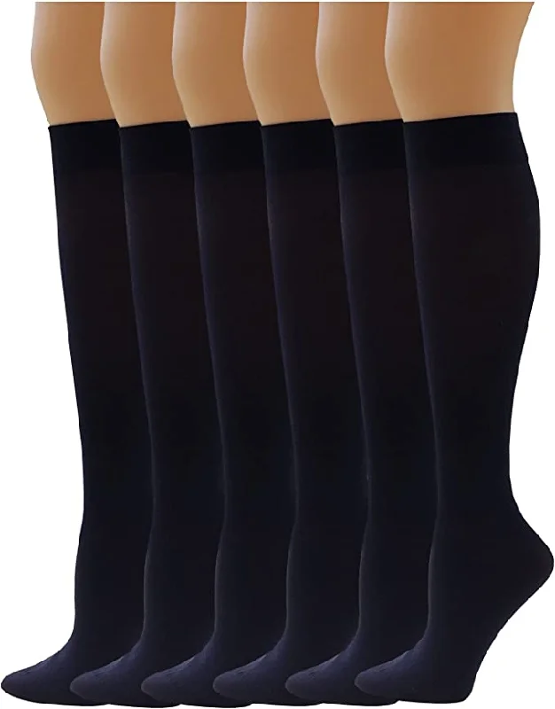 Knee High Trouser Socks | Different Touch Women's Opaque (6 Pairs)