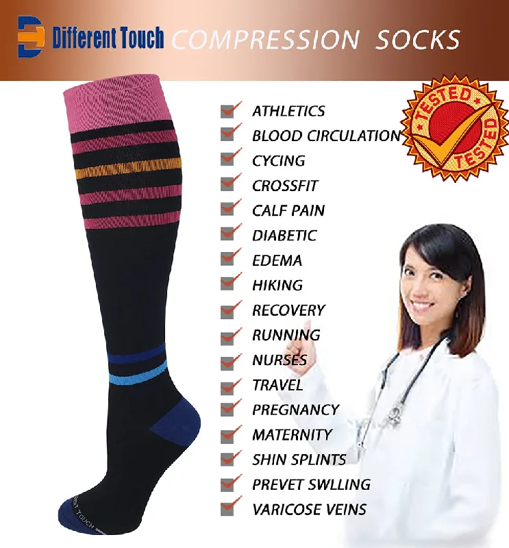 Compression Knee High Socks | 15-20 mmHg Colorful Design | Women (1 Pair)