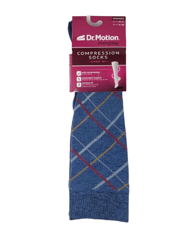 Knee High Compression Socks | Denim Color | Dr. Motion Women (1 Pair)