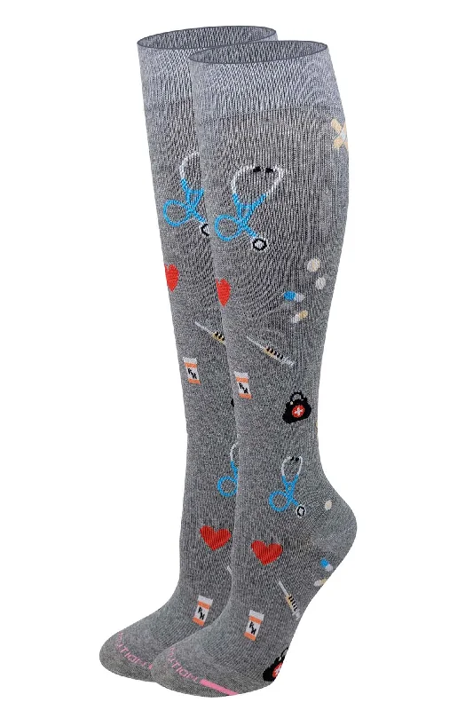 Knee High Compression Socks | Medical Icons Design | Women's (1 Pair)