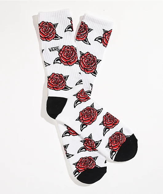 Red Rose Crew Sock 9.5 - 13