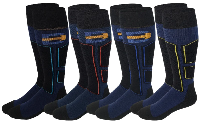 High Performance Wool Ski Socks | Skiing Hiking Camping Snowboard | Unisex (4 Pairs)