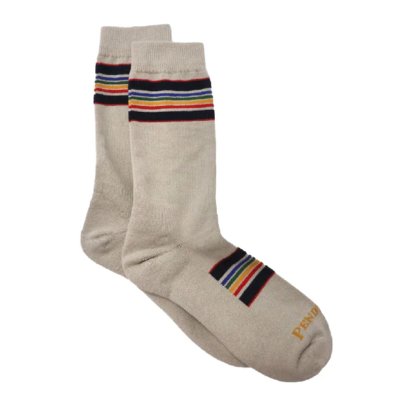 National Park Stripe Crew Socks Yellowstone Taupe