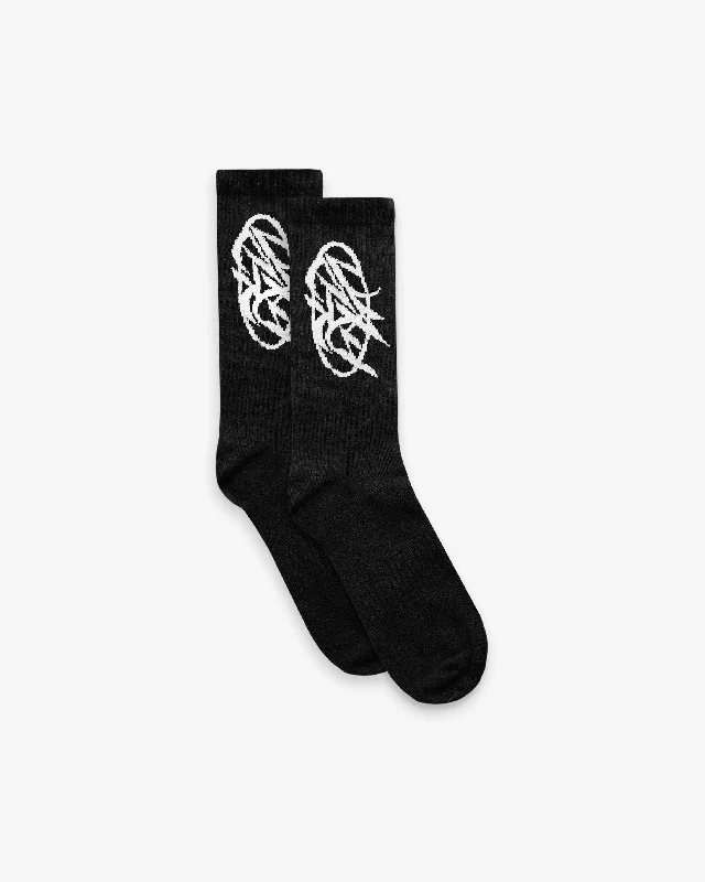 SCRIPT LOGO SOCKS DOUBLE PACK BLACK