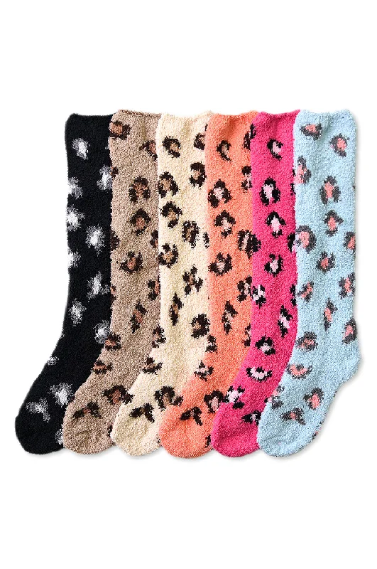 MOPAS LADIES PLUSH SOFT KNEE HIGH SOCKS (30801_LEOPARD)