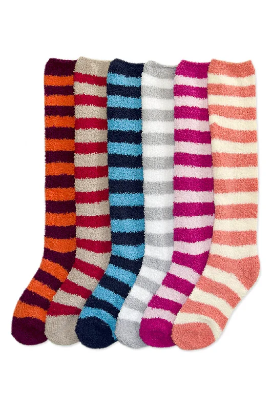 MOPAS LADIES PLUSH SOFT KNEE HIGH SOCKS (30801_STRIPE)