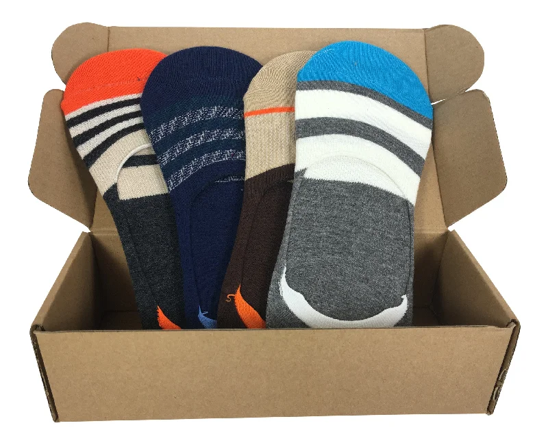 4 Pair No-Show Socks For Men with Silicone Grip - Fiji Collection