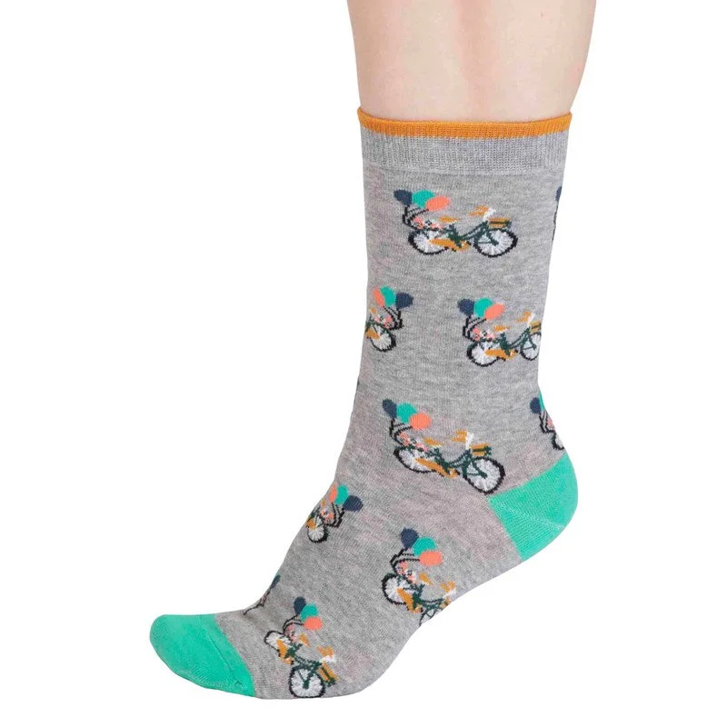 Akia Organic Cotton Bike Socks Grey Marle 4-7