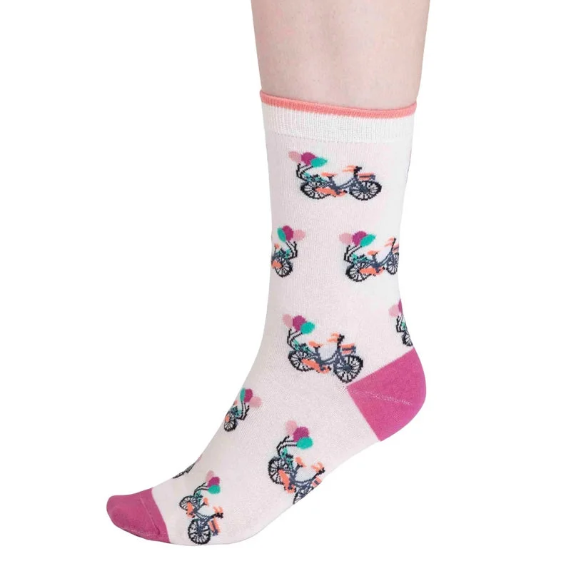 Akia Organic Cotton Bike Socks Stone White 4-7