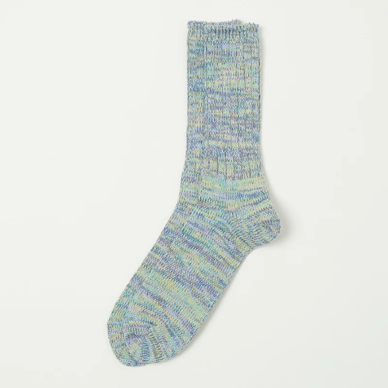 Anonymous Ism 5 Colour Mix Crew Socks - Sax