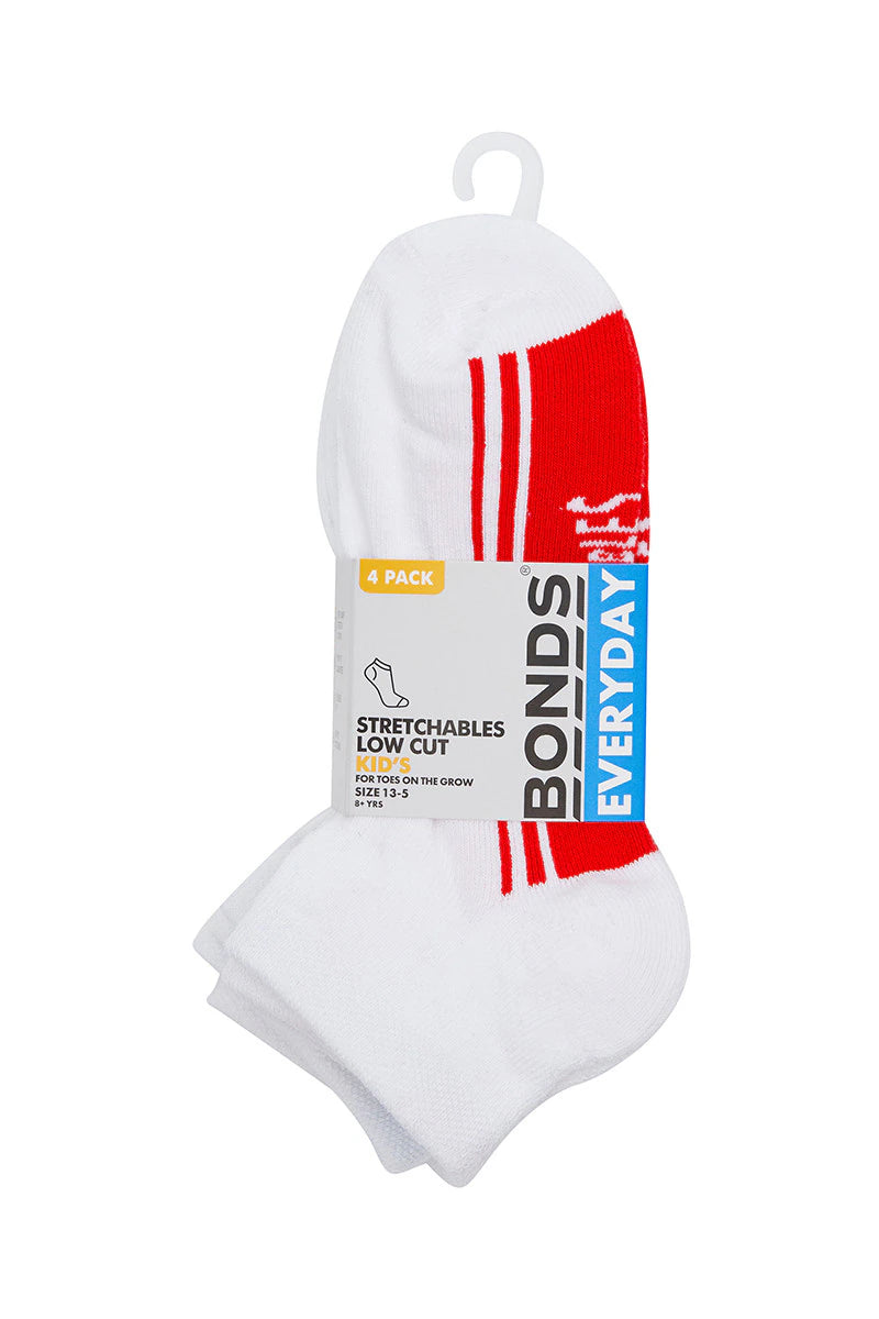 Bonds Kids Stretchables Low Cut Socks 4 Pack - White