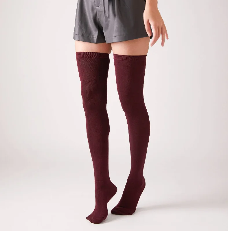 Burgundy Extra Long Thigh High Socks