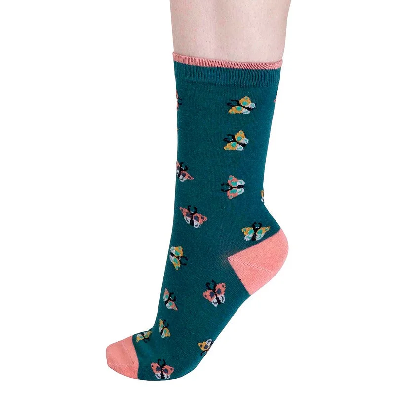 Cece Organic Cotton Butterfly Socks Malachite Green 4-7