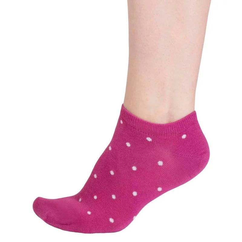 Dottie Bamboo Trainer Socks Raspberry Pink 4-7