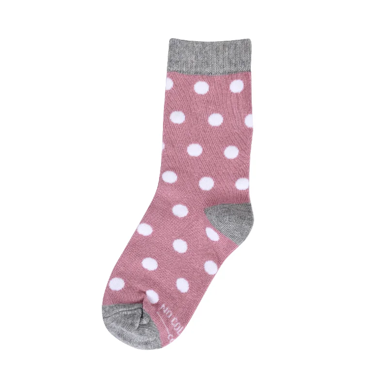 Dusty Rose with White Polka Dot Kids Socks