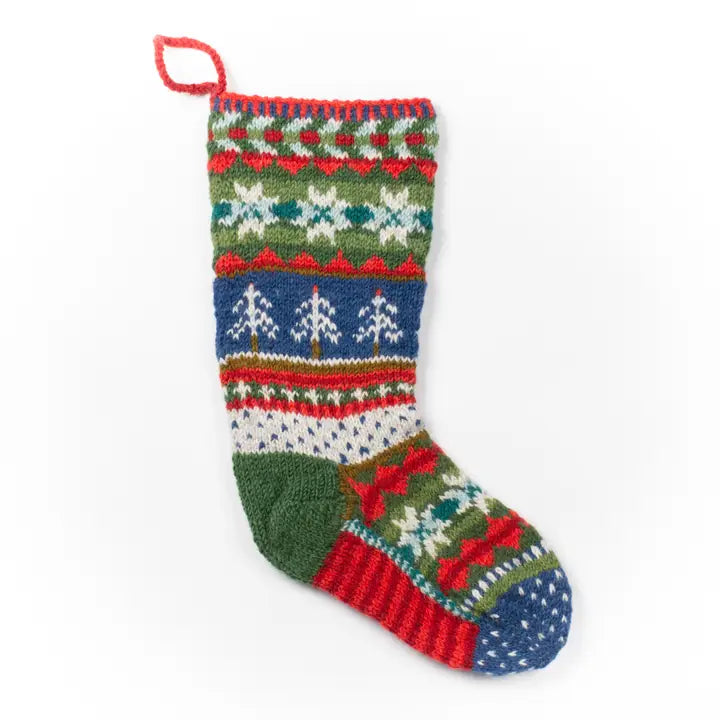 Festive Fair Isle | Wool Knit Holiday Stocking