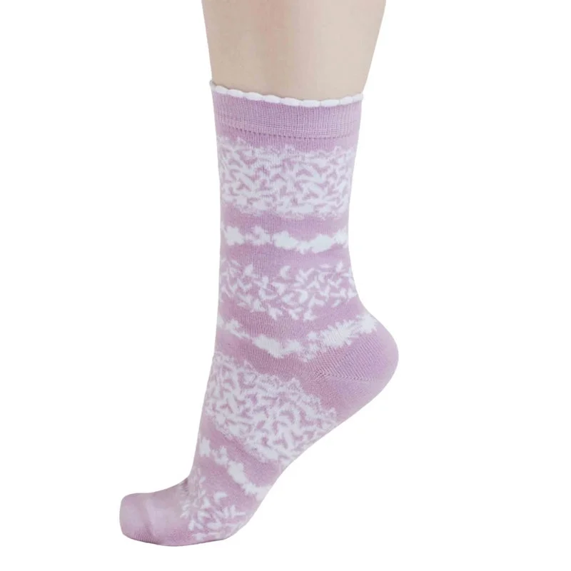 Fraya Floral Stripe Bamboo Socks Lavender Purple 4-7