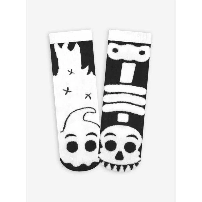 Ghost & Skeleton | Glow-In-The-Dark Kids Socks | Mismatched Cute Crazy Fun Socks