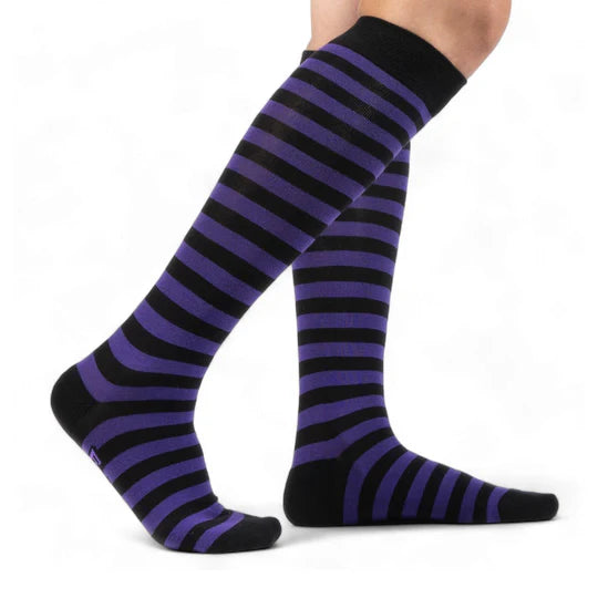 Grape and Black Stripes | Knee High Socks