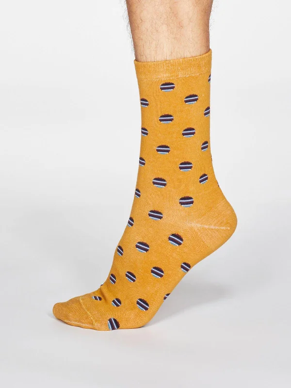 Grayson Spot Stripe Socks - Mustard Yellow