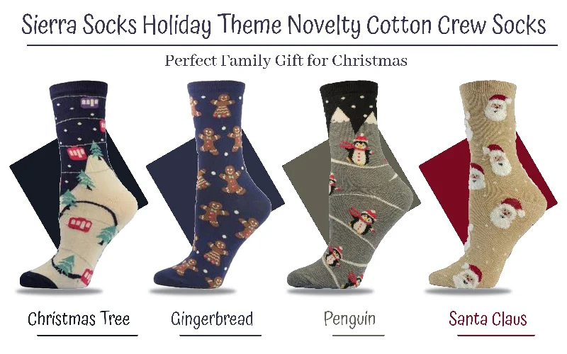 Holiday Theme Novelty Cotton Crew Socks