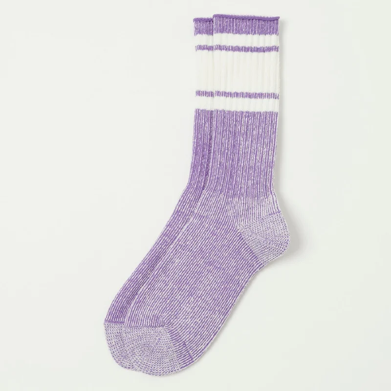 Kinari Skater Plating Pile Crew Sock - Purple