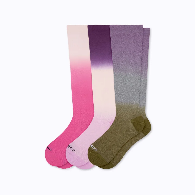 Knee-High Compression Socks - 3 Pack Ombre