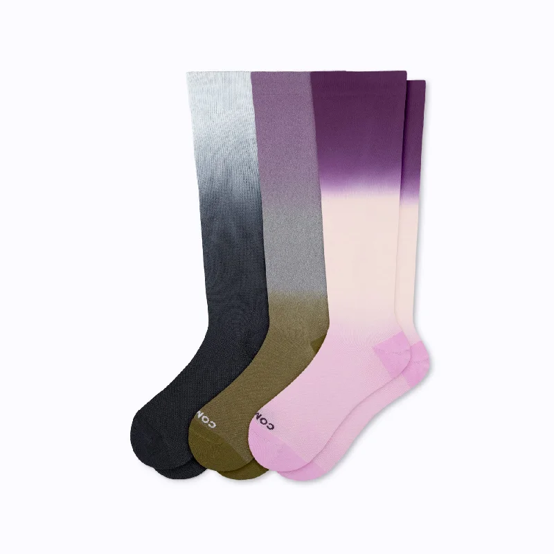 Knee-High Compression Socks - 3 Pack Ombre