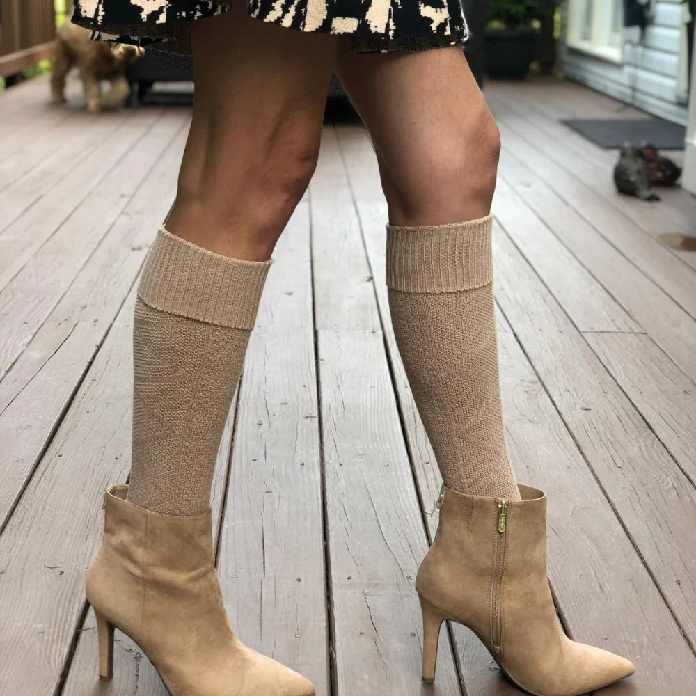 Knee-High Socks for Women - Organic Cotton, Brown Boot Socks