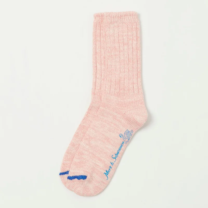 Merz b. Schwanen GS07 Melange Socks - Peach/Nature Melange