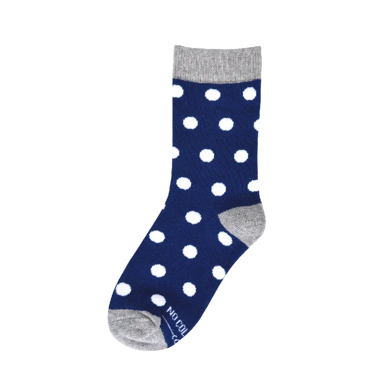 Navy with White Polka Dot Kids Socks