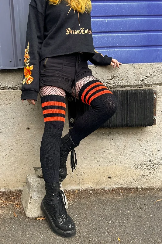 Neon Power Stripe Thigh High Socks