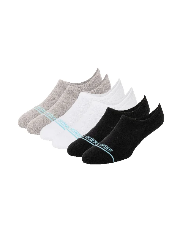 The No-Shows - Black, White, & Grey No-Show Three-Pack - Extra Cushioned No-Show Socks