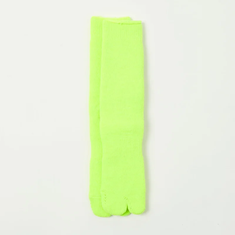 Nodal Brushed Pile Tabi Sock - Neon Yellow