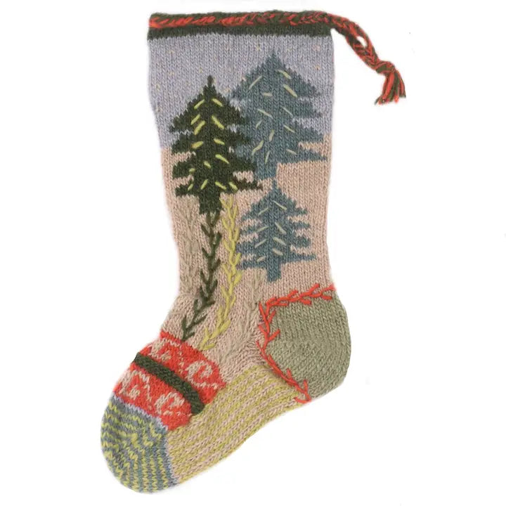 Pine Forest | Wool Knit Holiday Stocking