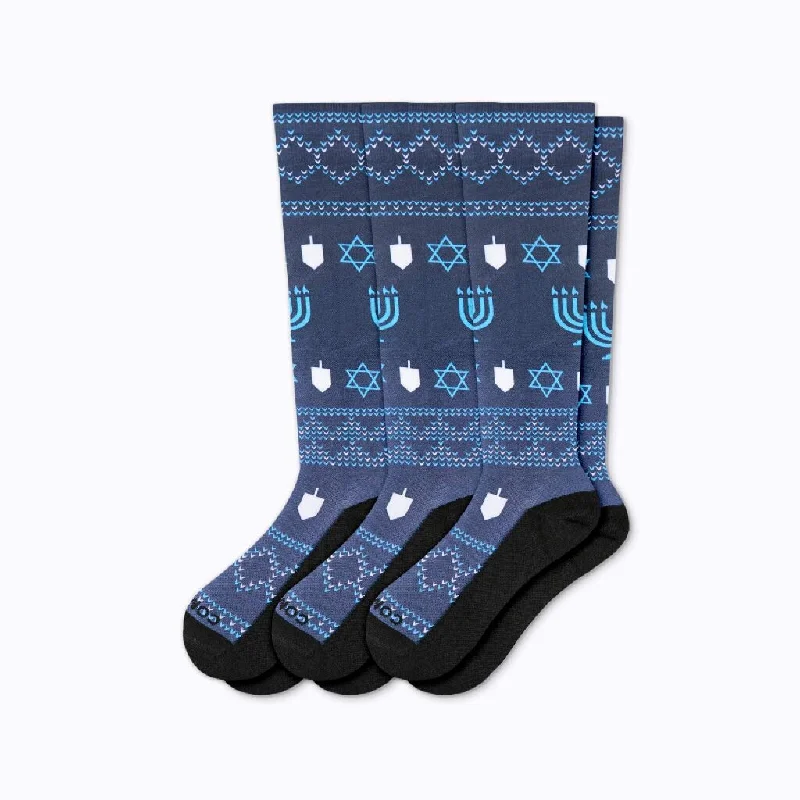 Hanukkah Knee High Compression Socks - 3 Pack