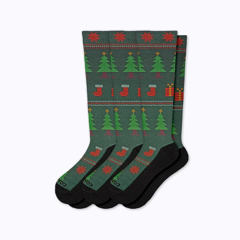 Christmas Knee High Compression Socks - 3 Pack