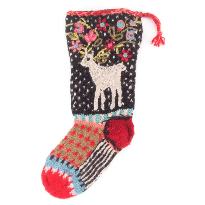 Reindeer | Wool Knit Holiday Stocking