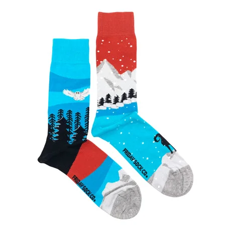 "Rocky Mountain " Landscape Cotton Socks by Friday Sox Co