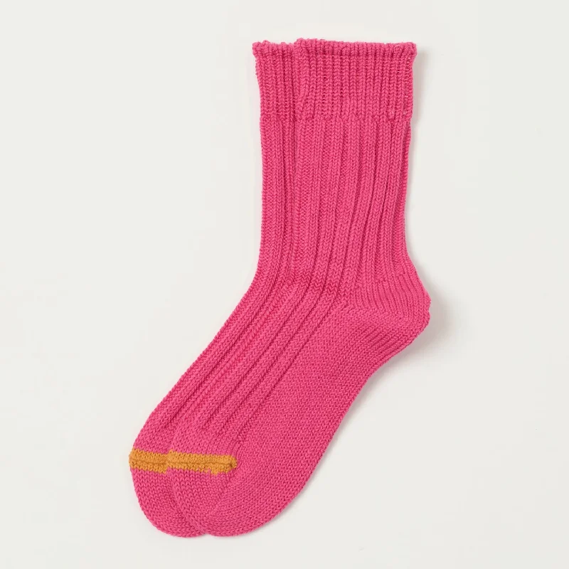 RoToTo Chunky Ribbed Crew Sock - Dark Pink