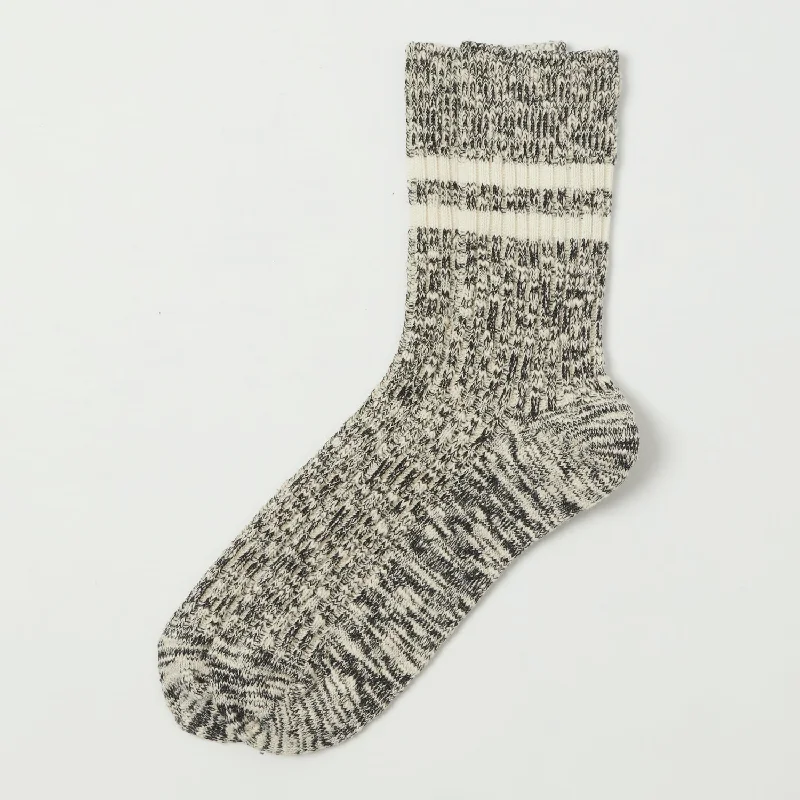 RoToTo OG Cotton Slub Stripe Sock - Black