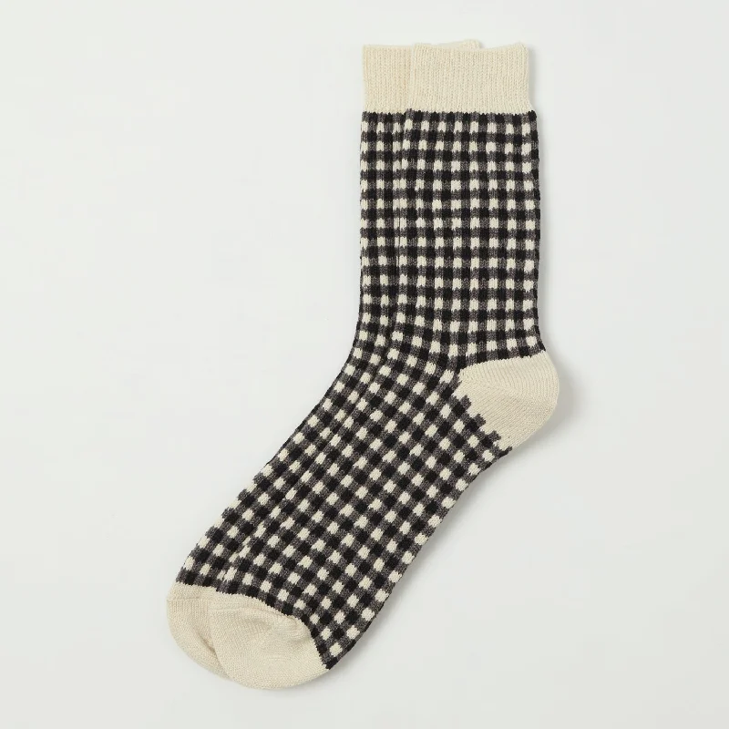 RoToTo Gingham Check Sock - Black