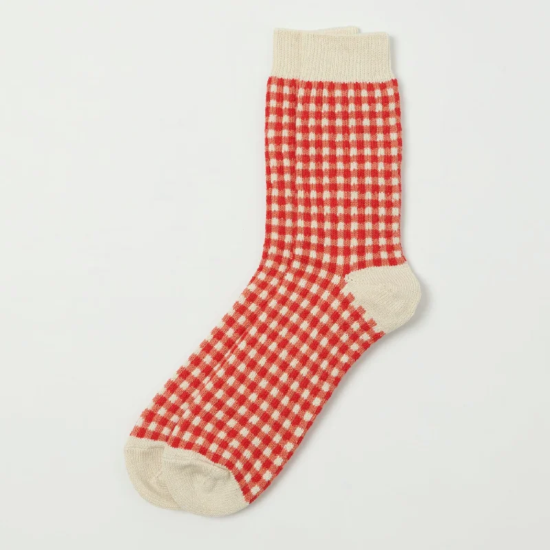 RoToTo Gingham Check Sock - Red