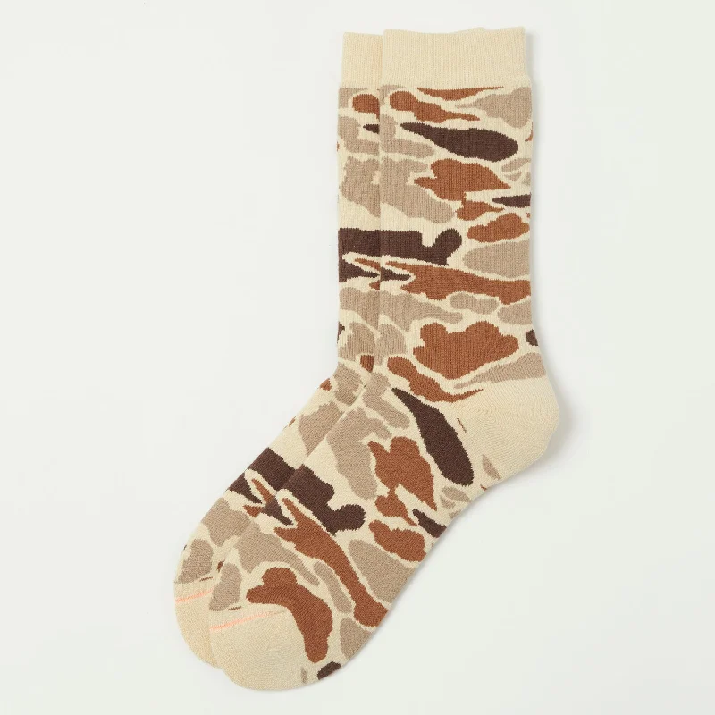 RoToTo Pile Camo Crew Sock - Sand