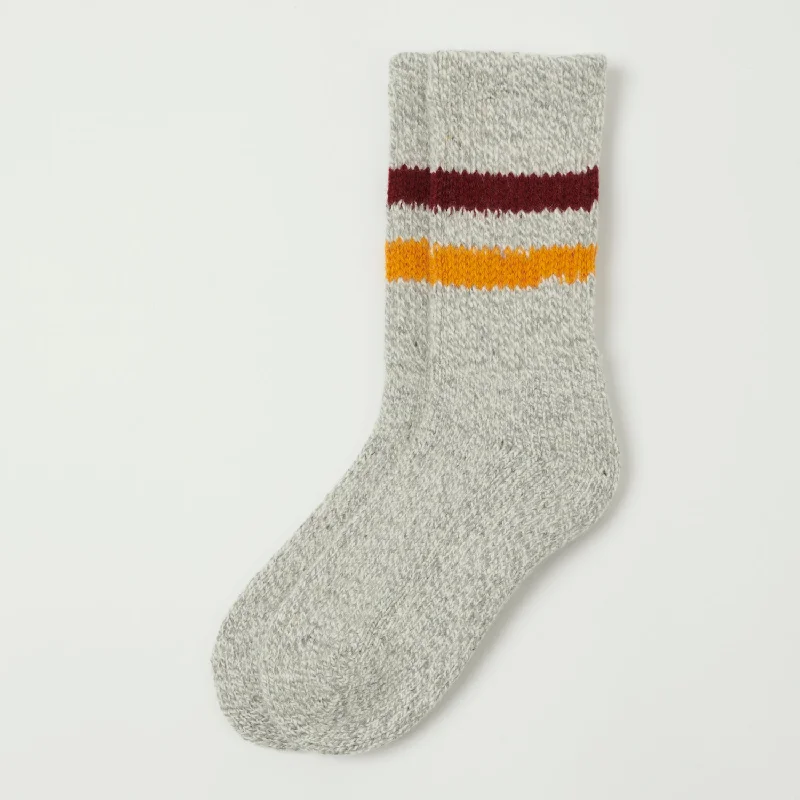 RoToTo Retro Winter Outdoor Sock - Grey/Bordeaux/Yellow