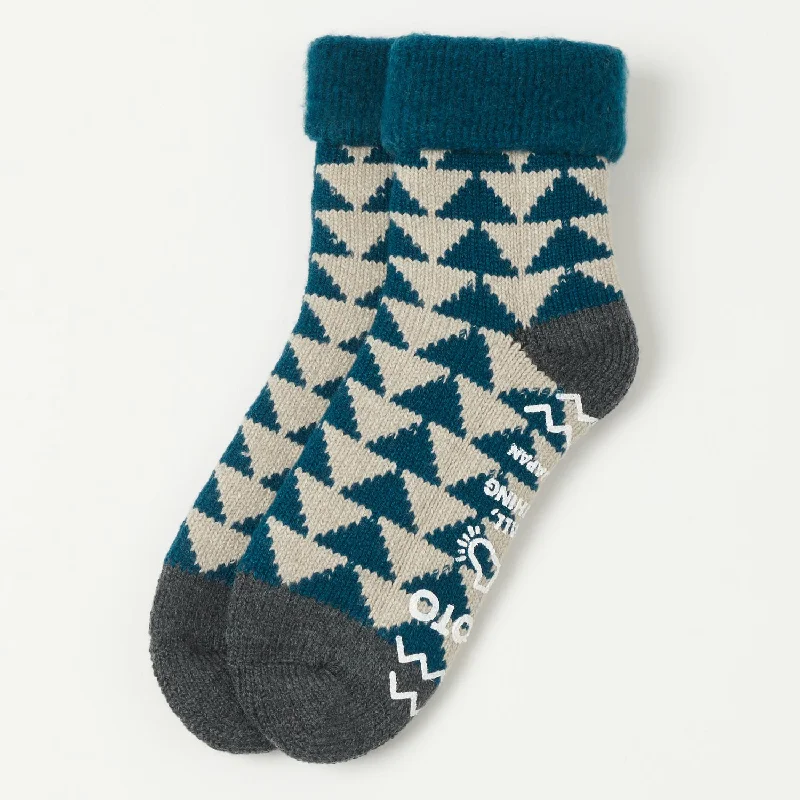 RoToTo Sankaku Comfy Room Sock - Blue Green/Charcoal