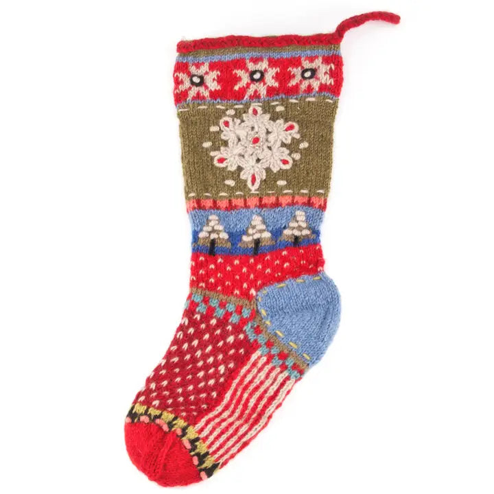 Snowflake | Wool Knit Holiday Stocking