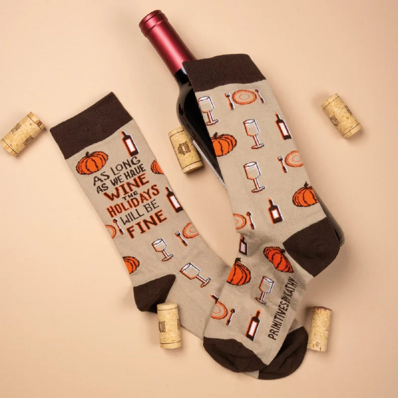 Socks - As Long As We Have Wine for Holidays Fine